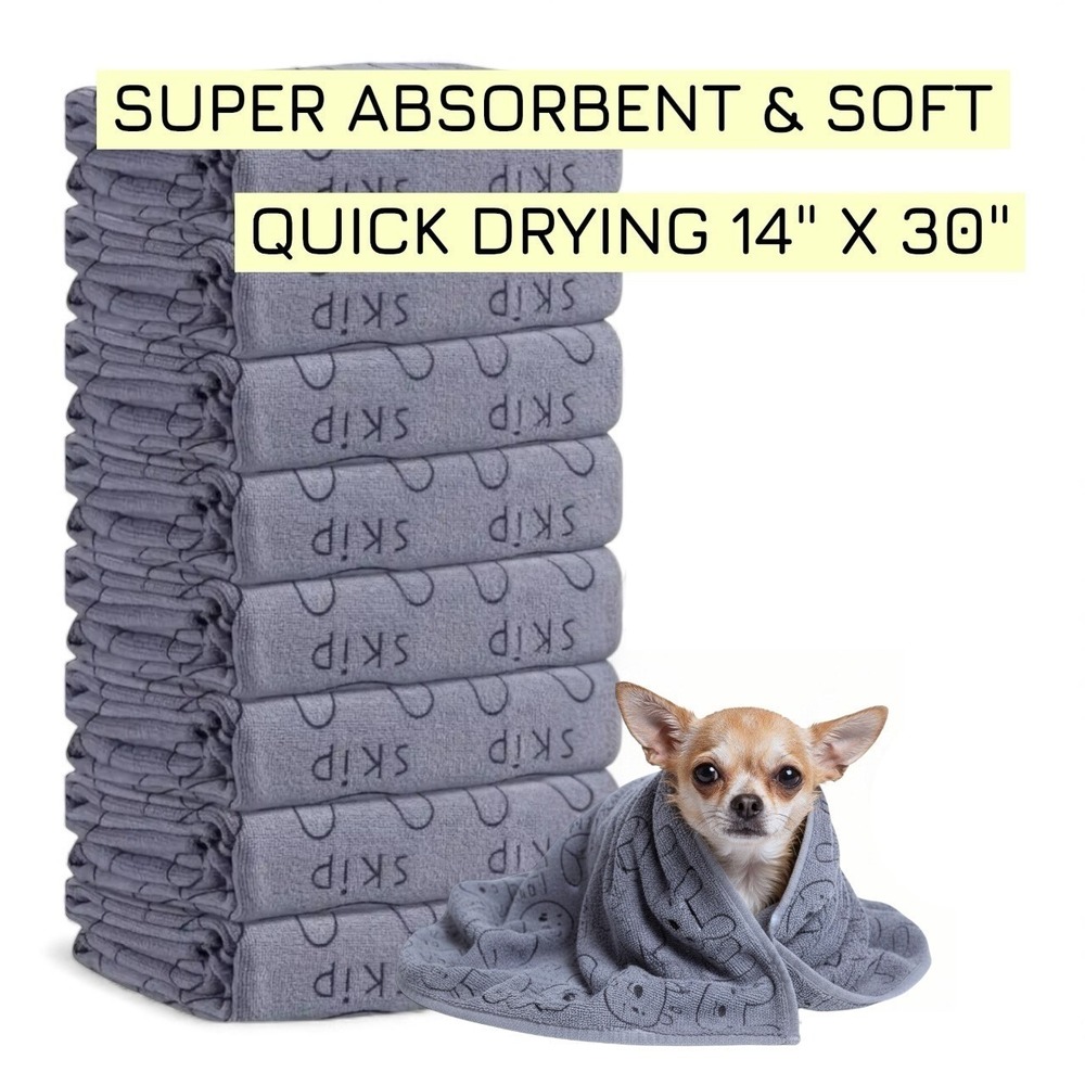 Super Absorbent Microfiber Pet Quick Drying Towels XS 14"X30" Super Soft 3pk